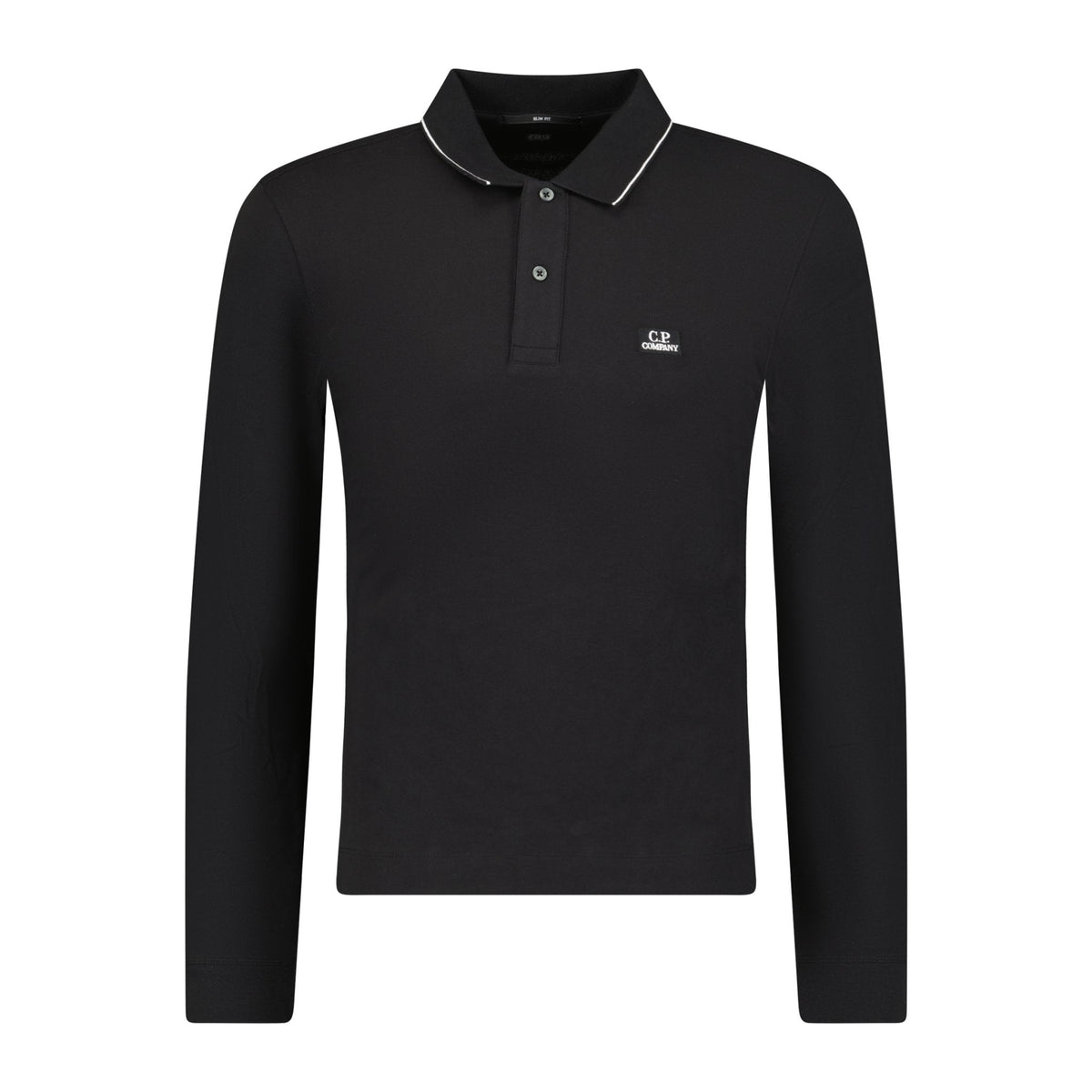 CP COMPANY Long Sleeve Stitch Logo Polo-Shirt Black