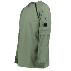 CP COMPANY Olive Green Crew Neck Nylon Stretch Double Sweatshirt