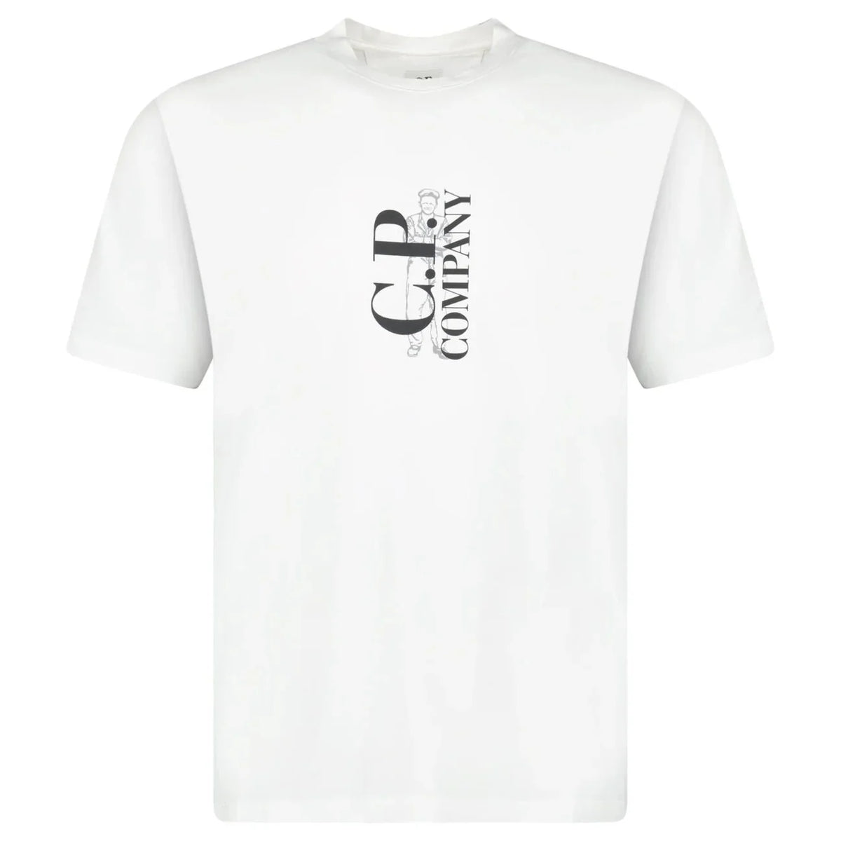 CP COMPANY VERTICAL PRINT T-SHIRT WHITE