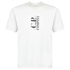 CP COMPANY VERTICAL PRINT T-SHIRT WHITE