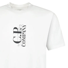CP COMPANY VERTICAL PRINT T-SHIRT WHITE