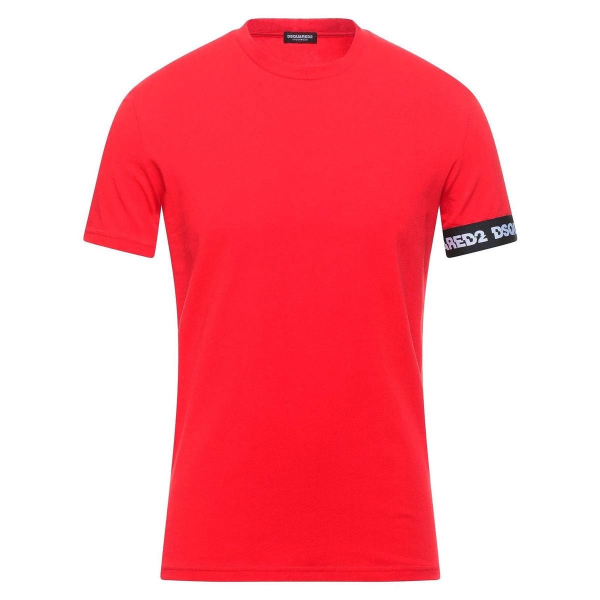 DSQUARED2 Cuffed Tape Logo T-Shirt Red