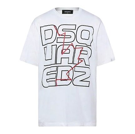 DSQUARED2 Red Line Print T-shirt White
