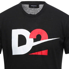 DSQUARED2 Red & White Logo Print T-shirt Black