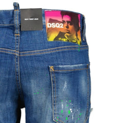 DSQUARED2 'Sexy Twist' Paint Splatter Jeans Blue