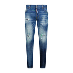DSQUARED2 'Sexy Twist' Paint Splatter Jeans Blue