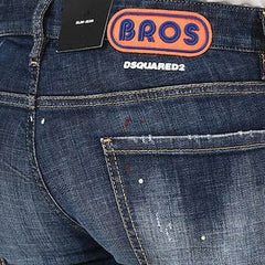 DSQUARED2 'Slim Jean' Paint Splatter Jeans Dark Blue