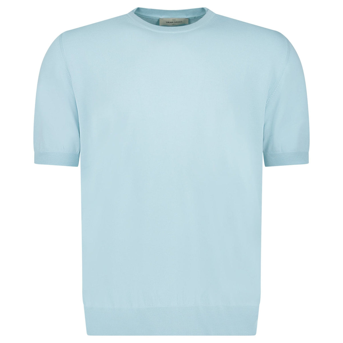 GRAN SASSO COTTON KNIT T-SHIRT IN LIGHT BLUE