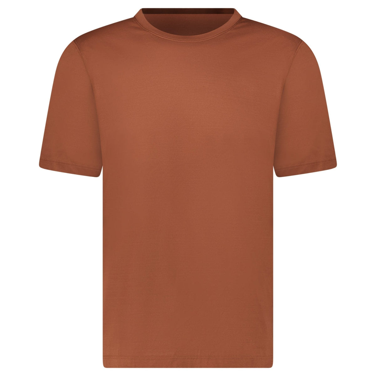 GRAN SASSO MERCERISED COTTON CREWNECK T-SHIRT IN BROWN
