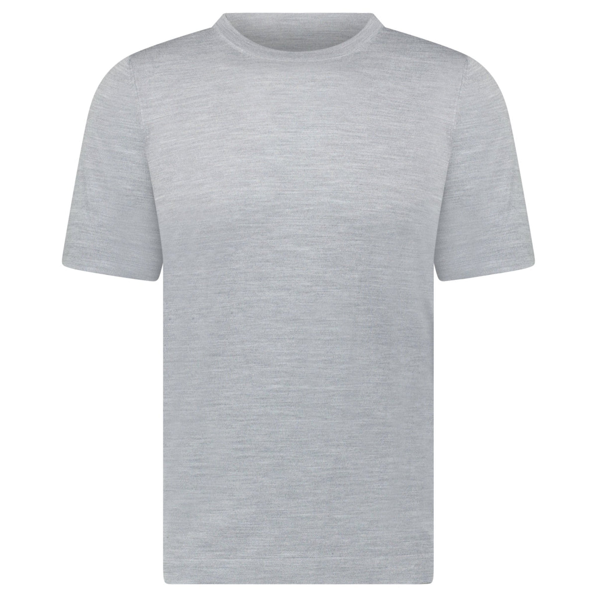 GRAN SASSO SHORT SLEEVE WOOL/SILK/CASHMERE CREWNECK IN LIGHT GREY