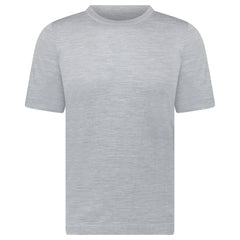 GRAN SASSO SHORT SLEEVE WOOL/SILK/CASHMERE CREWNECK IN LIGHT GREY