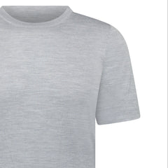 GRAN SASSO SHORT SLEEVE WOOL/SILK/CASHMERE CREWNECK IN LIGHT GREY