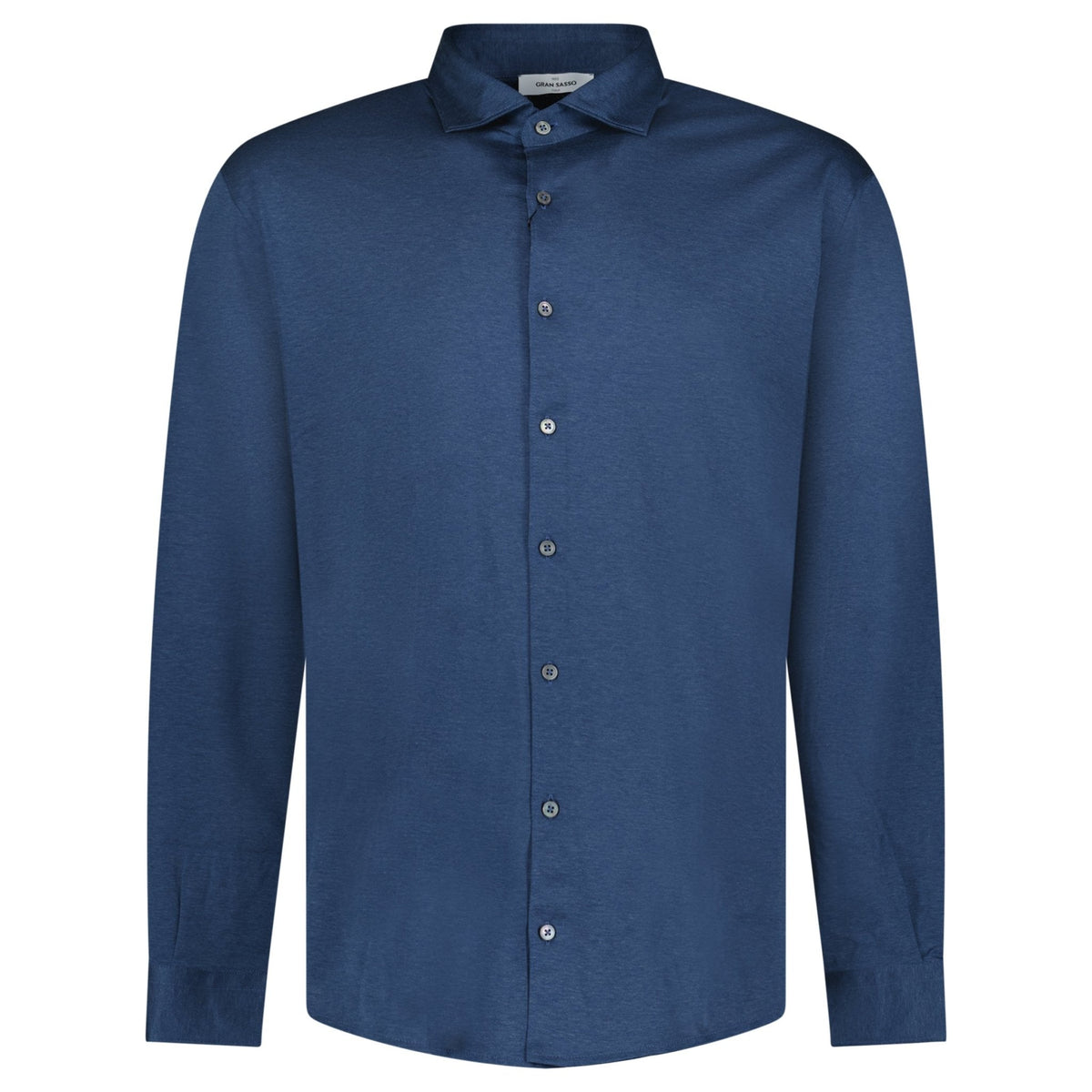 GRAN SASSO MERCERIZED COTTON JERSEY SHIRT IN BLUE