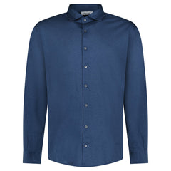 GRAN SASSO MERCERIZED COTTON JERSEY SHIRT IN BLUE