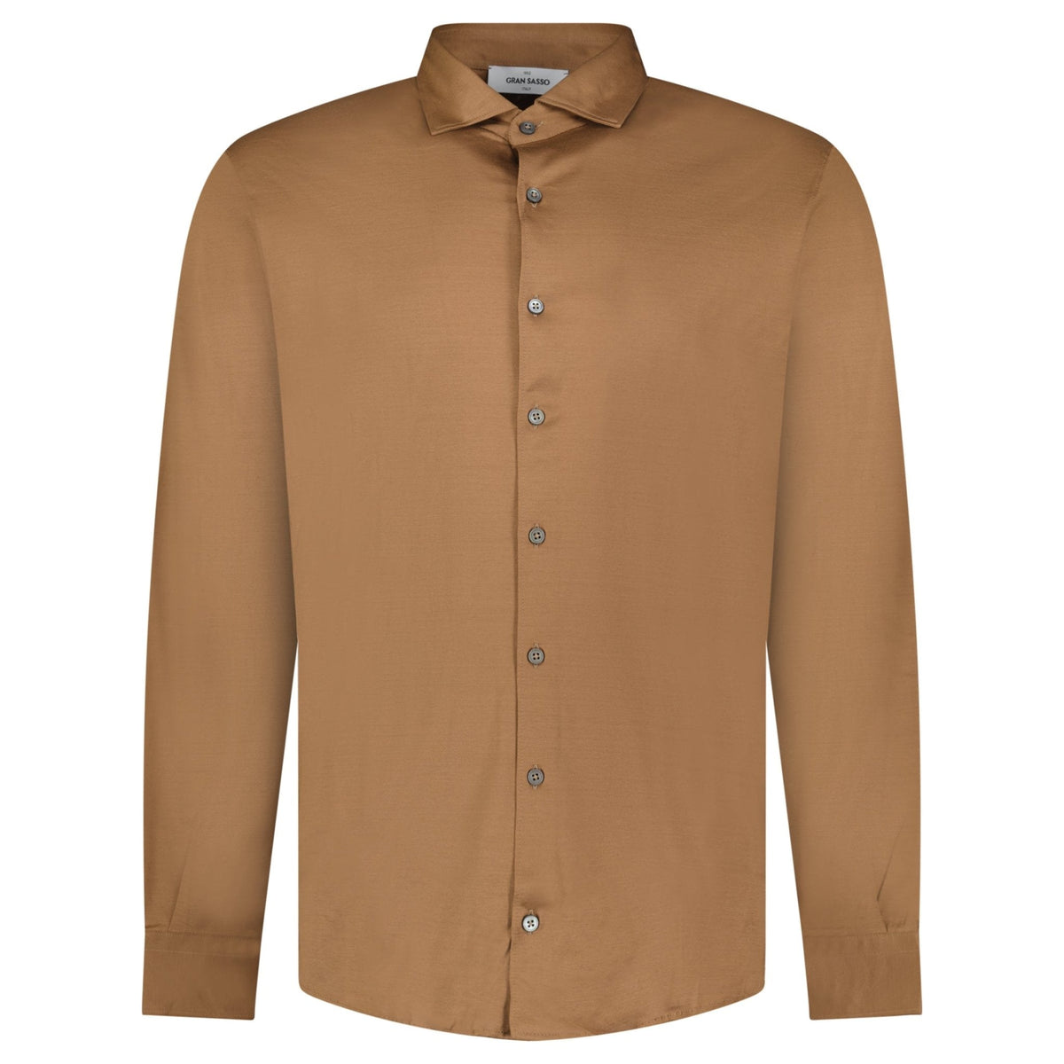 GRAN SASSO MERCERIZED COTTON JERSEY SHIRT IN BROWN