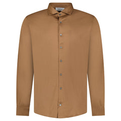GRAN SASSO MERCERIZED COTTON JERSEY SHIRT IN BROWN