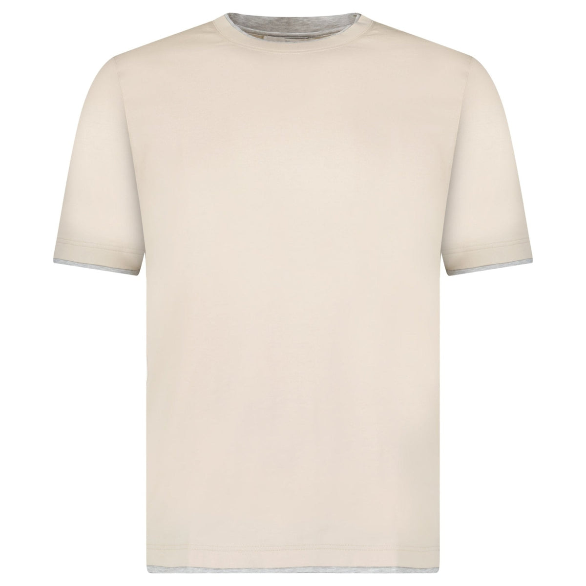 GRAN SASSO PURE COTTON T-SHIRT IN BEIGE / LIGHT GREY
