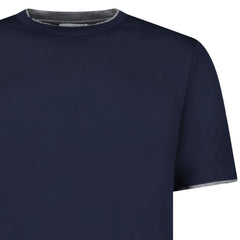 GRAN SASSO PURE COTTON T-SHIRT IN NAVY / LIGHT GREY