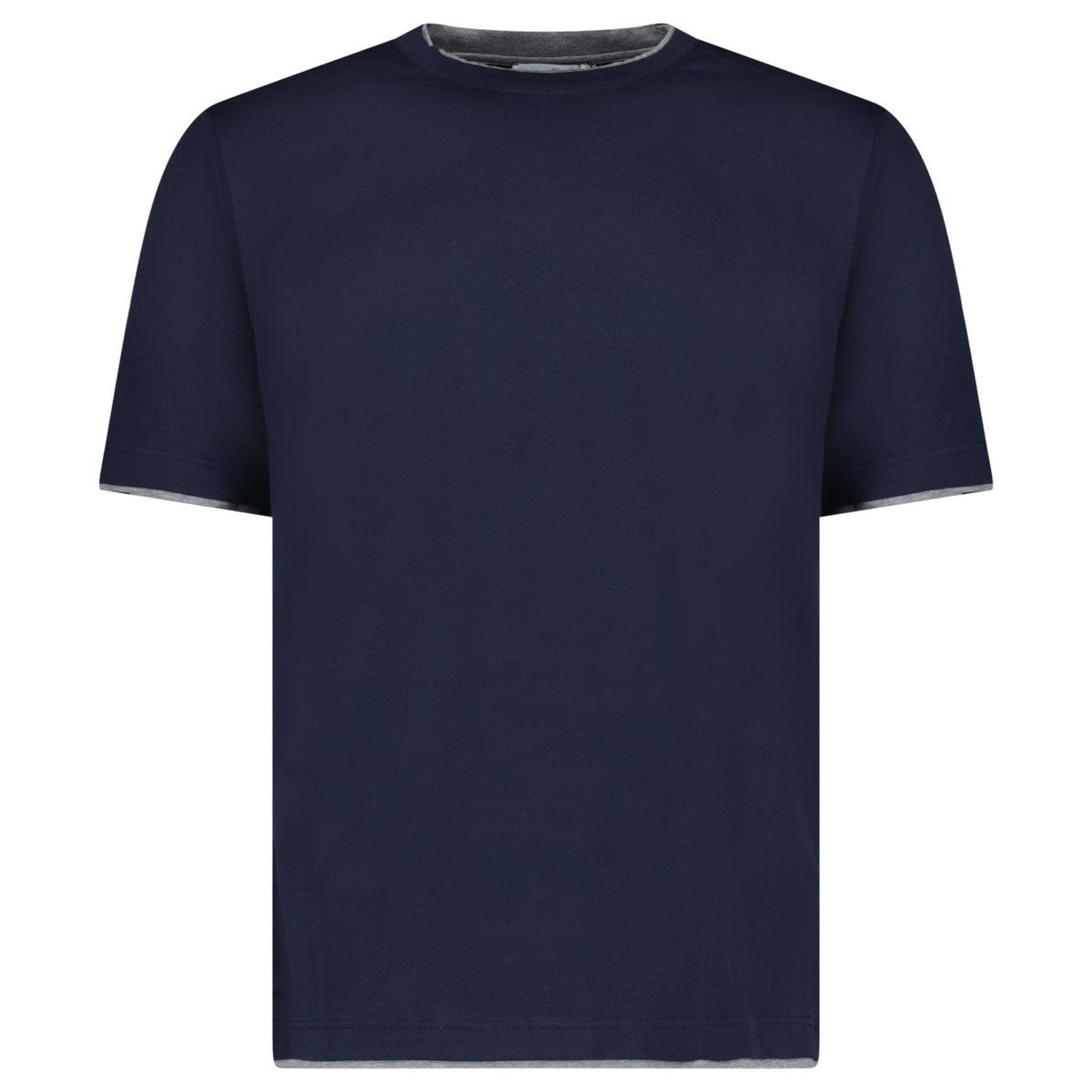 GRAN SASSO PURE COTTON T-SHIRT IN NAVY / LIGHT GREY