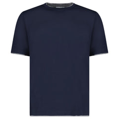 GRAN SASSO PURE COTTON T-SHIRT IN NAVY / LIGHT GREY