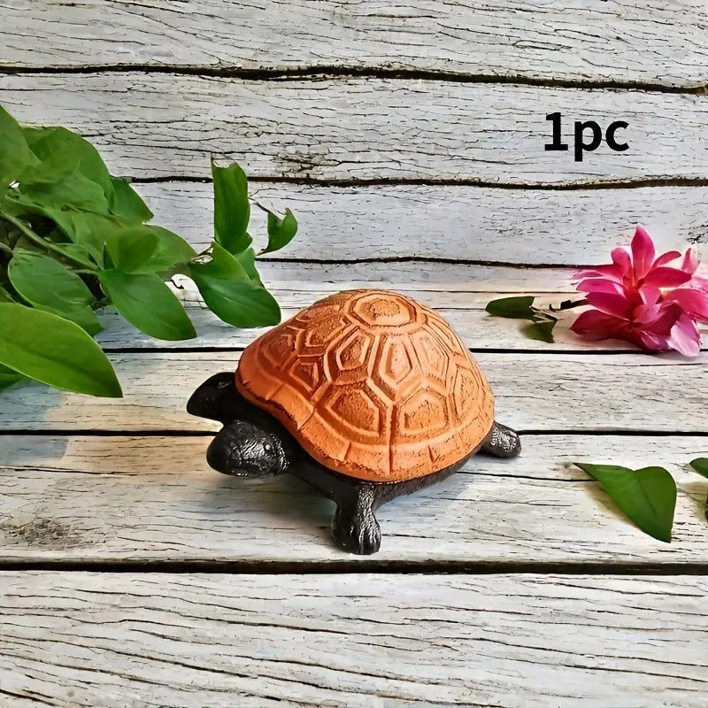 Heavy-Duty Cast Iron Turtle Key Box with Flip-Top Lid - Hidden Key Hider for Door, Garden, Patio - Decorative Spare Key Storage - Indoor/Outdoor Decoration in Teal Blue