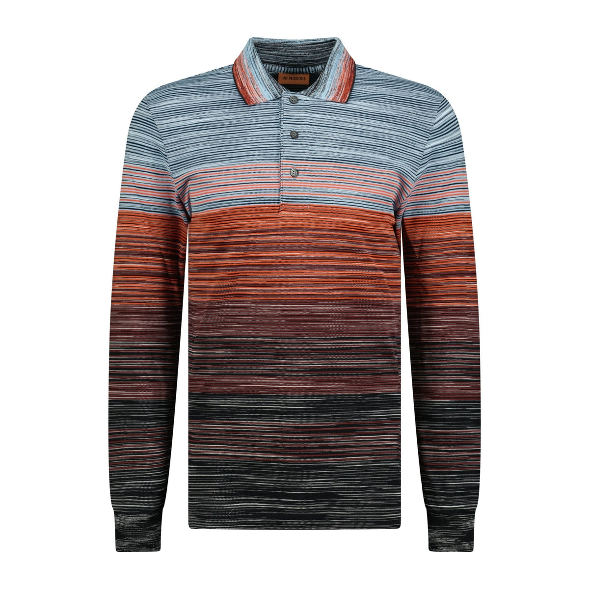 MISSONI 3 Button Up Long Sleeve Polo Shirt Multi-Coloured