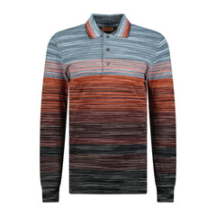 MISSONI 3 Button Up Long Sleeve Polo Shirt Multi-Coloured
