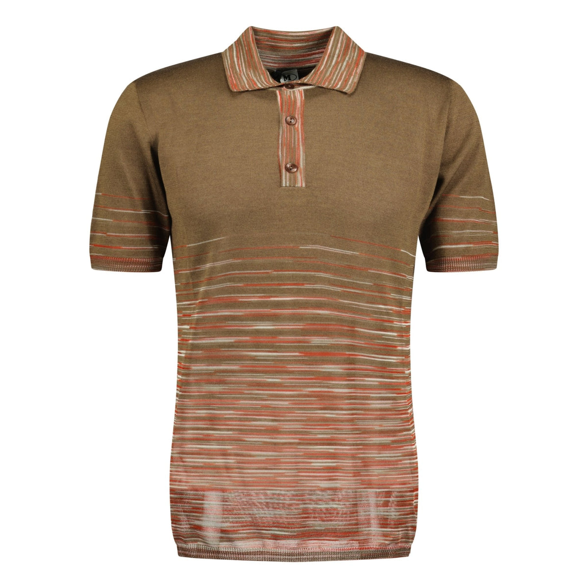 MISSONI 3 Button Up Short Sleeve Polo Shirt Brown