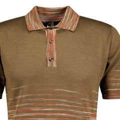MISSONI 3 Button Up Short Sleeve Polo Shirt Brown