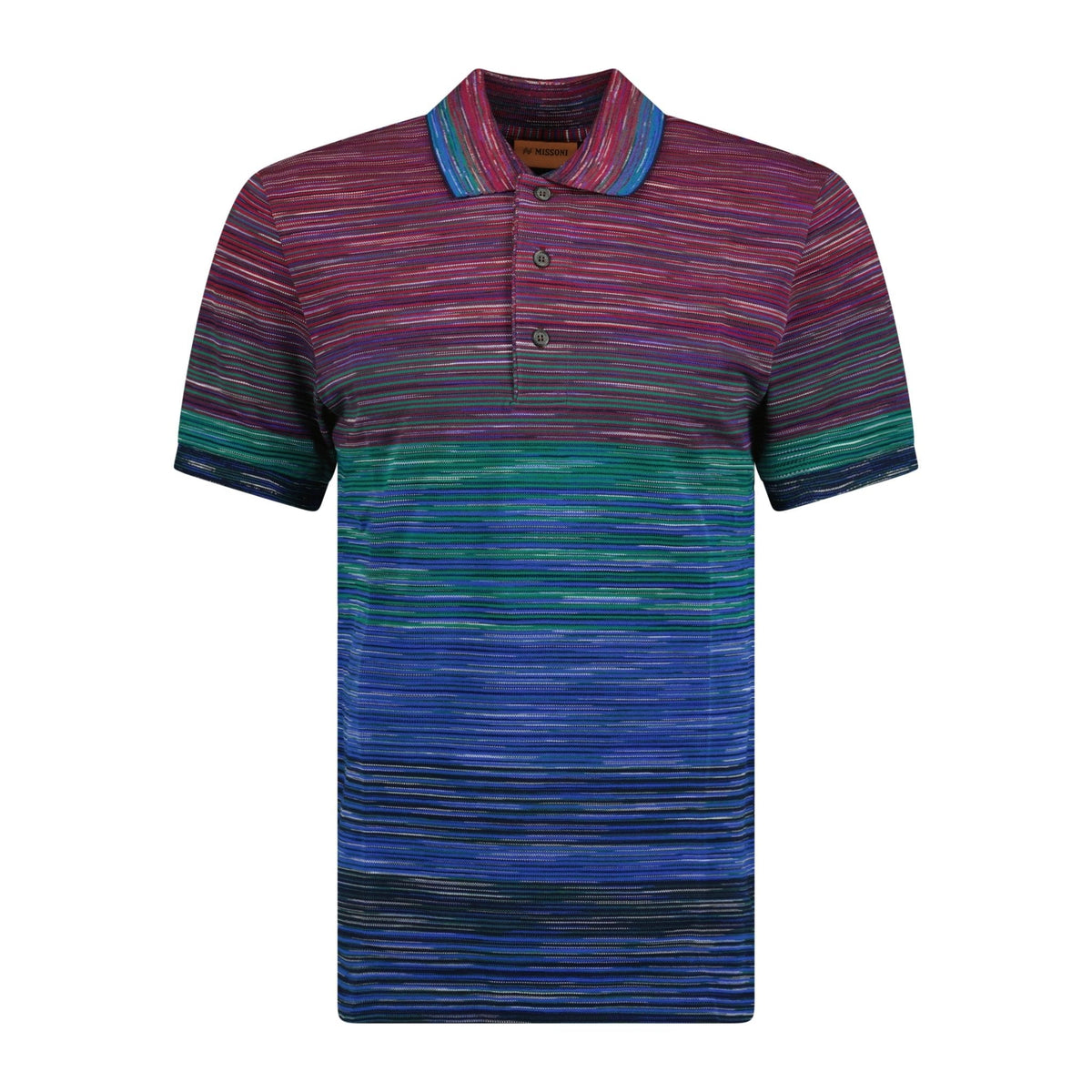 MISSONI 3 Button Up Short Sleeve Polo Shirt Multi-Coloured