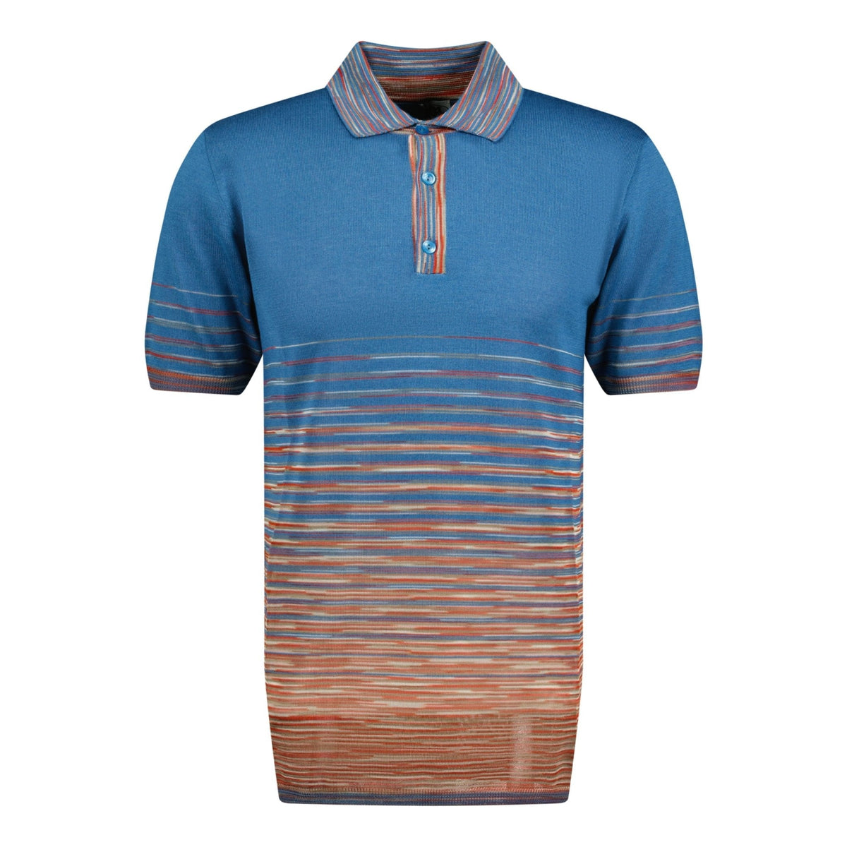 MISSONI 3 Button Up Short Sleeve Polo Shirt Sapphire Blue
