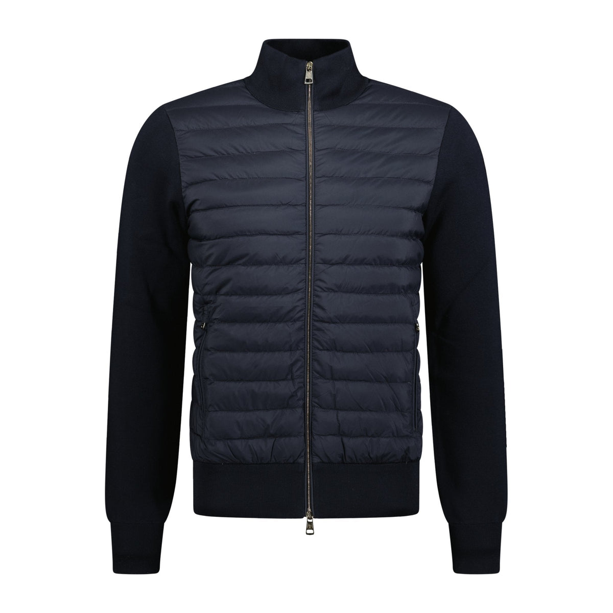 'Cardigan Tricot' Nylon Mix Knit Zip Jacket Navy