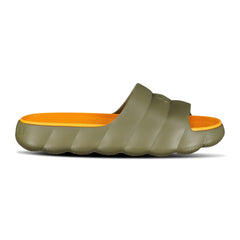 MONCLER 'LILO' SLIDERS KHAKI & ORANGE