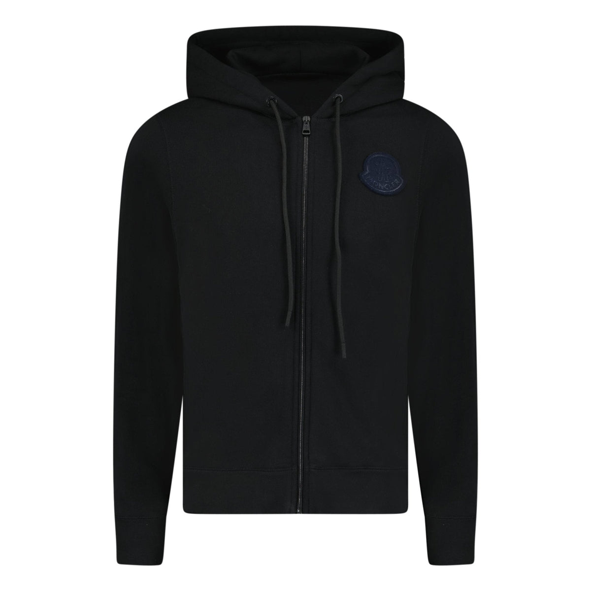 MONCLER LOGO PATCH PULLOVER HOODIE BLACK / BLUE