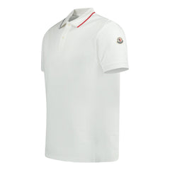 MONCLER POLO SHIRT SLEEVE LOGO WHITE
