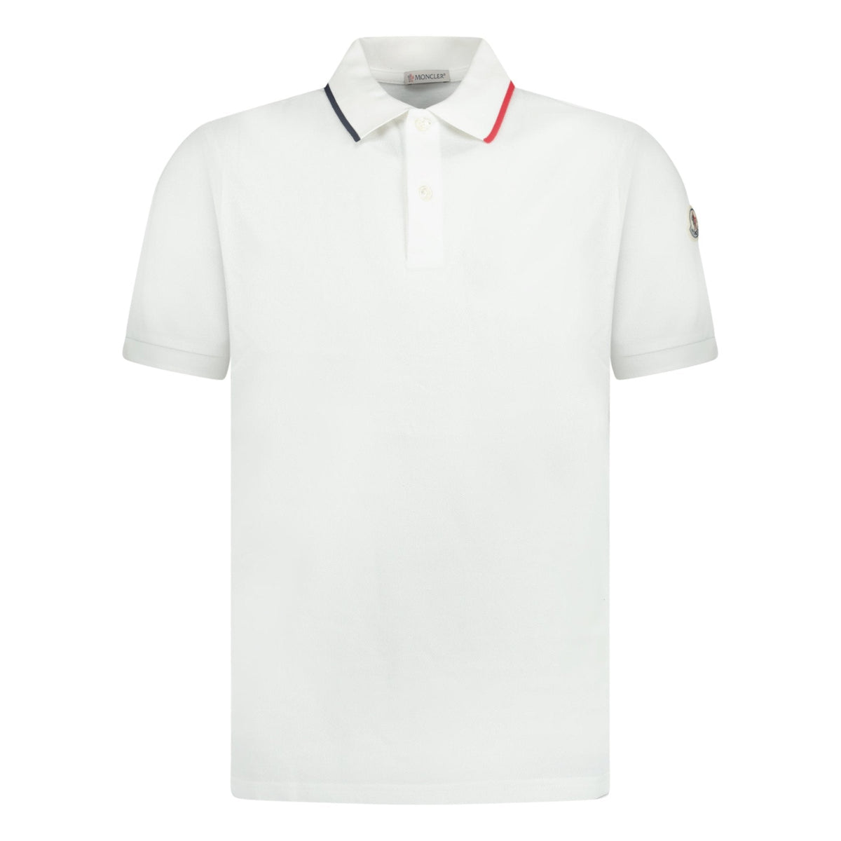 MONCLER POLO SHIRT SLEEVE LOGO WHITE