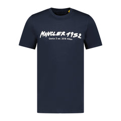 MONCLER STITCHED WRITING LOGO T-SHIRT NAVY