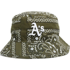 New Era Paisley Oakland Athletics Bucket Hat - Olive