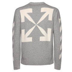 OFF-WHITE Diag-Print Knitted Crewneck Grey