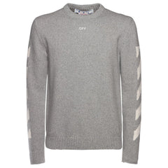 OFF-WHITE Diag-Print Knitted Crewneck Grey