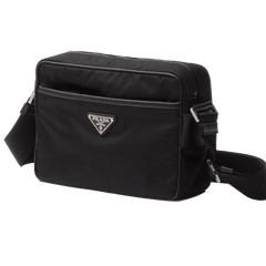 PRADA RE-NYLON AND SAFFIANO SHOULDER BAG IN BLACK