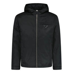 PRADA TRIANGLE LOGO PADDED ZIP RE-NYLON JACKET BLACK