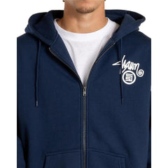 S / DOUBLE Shawn Dot Zip Through Hoodie - Navy