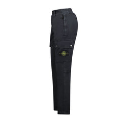 STONE ISLAND BADGE COTTON CARGO TROUSERS BLACK