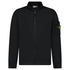 STONE ISLAND COTTON FLEECE TRACK JACKET IN BLACK