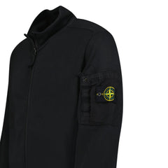 STONE ISLAND COTTON FLEECE TRACK JACKET IN BLACK