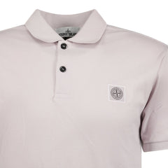 STONE ISLAND COTTON LOGO POLO T-SHIRT QUARTZ PINK