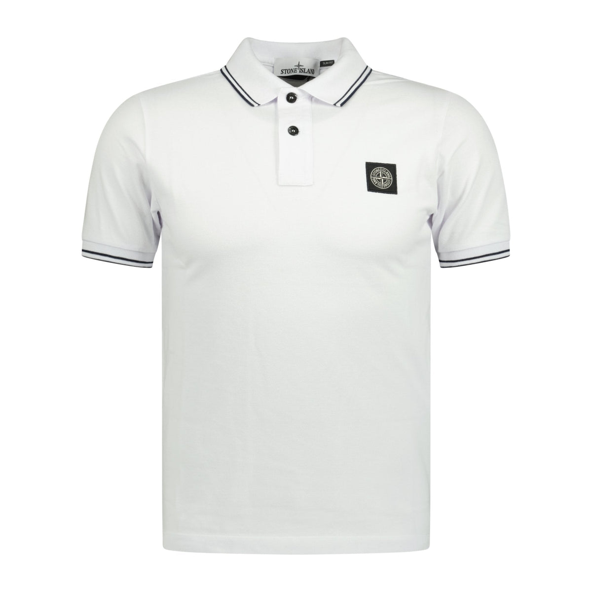 STONE ISLANDCotton Logo Polo T-Shirt Twin Tip White