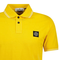 STONE ISLANDCotton Logo Polo T-Shirt Twin Tip Yellow