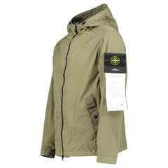 STONE ISLAND CRINKLE REPS NY HOODED JACKET IN MILITARY GREEN